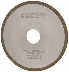 Norton - 6" Diam x 1-1/4" Hole x 1/8" Thick, 100 Grit Surface Grinding Wheel - Diamond, Type 1A1, Fine Grade, Resinoid Bond - Exact Tooling