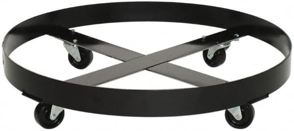 Eagle - 1,000 Lb Load Capacity, 10 Gal Drum Dolly - 31" Wide x 7" High, Polyethylene Wheels - Exact Tooling