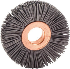 Weiler - 2" OD, 1/2" Arbor Hole, Nylon Wheel Brush - 3/8" Face Width, 1/2" Trim Length, 0.022" Filament Diam, 10,000 RPM - Exact Tooling