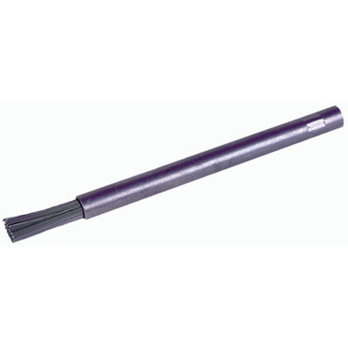 1/4″ Dia Pencil End Brush, .0104″ Stainless Steel Wire Fill, 3/4″ Trim Length, 3-3/4″ Overall Length - Exact Tooling