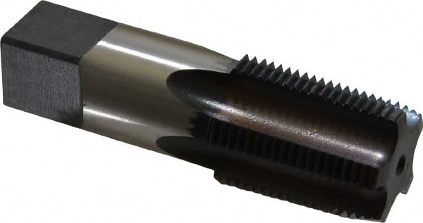 Reiff & Nestor - 3/4-14 NPT Thread, 5 Flute Standard Pipe Tap - 3-1/4" OAL, 1-3/8" Thread Length, 29/32" Shank Diam, Blue Diamond Finish, High Speed Steel - Exact Tooling