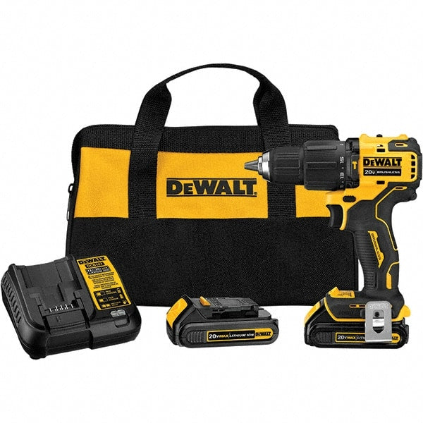 DeWALT - 20 Volt 1/2" Plastic Ratcheting Chuck Cordless Hammer Drill - 28500 BPM, 1650 RPM, Reversible - Exact Tooling