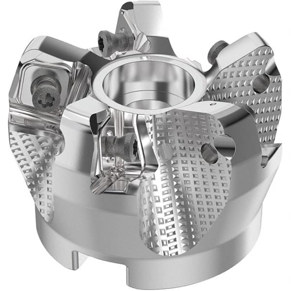 Seco - 50mm Cut Diam, 22mm Arbor Hole, 8mm Max Depth of Cut, 71° Indexable Chamfer & Angle Face Mill - 5 Inserts, SN.. Insert, Right Hand Cut, 5 Flutes, Through Coolant, Series R220.56 - Exact Tooling