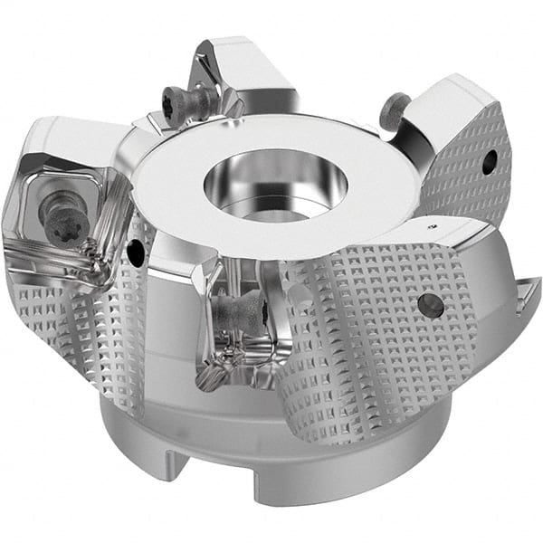 Seco - 2-1/2" Cut Diam, 3/4" Arbor Hole, 0.315" Max Depth of Cut, 71° Indexable Chamfer & Angle Face Mill - 5 Inserts, SN.. Insert, Right Hand Cut, 5 Flutes, Through Coolant, Series R220.56 - Exact Tooling