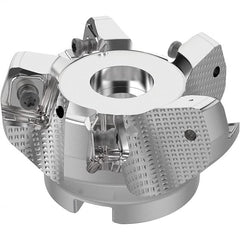 Seco - 63mm Cut Diam, 22mm Arbor Hole, 8mm Max Depth of Cut, 71° Indexable Chamfer & Angle Face Mill - 5 Inserts, SN.. Insert, Right Hand Cut, 5 Flutes, Through Coolant, Series R220.56 - Exact Tooling