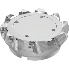 Seco - 160mm Cut Diam, 40mm Arbor Hole, 8mm Max Depth of Cut, 71° Indexable Chamfer & Angle Face Mill - 10 Inserts, SN.. Insert, Right Hand Cut, 10 Flutes, Through Coolant, Series R220.56 - Exact Tooling