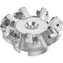 Seco - 2-1/2" Cut Diam, 3/4" Arbor Hole, 0.236" Max Depth of Cut, 48° Indexable Chamfer & Angle Face Mill - 7 Inserts, SN.. Insert, Right Hand Cut, 7 Flutes, Through Coolant, Series R220.54 - Exact Tooling