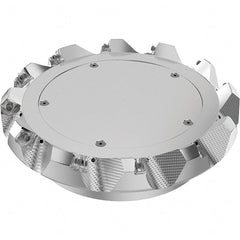 Seco - 200mm Cut Diam, 60mm Arbor Hole, 6mm Max Depth of Cut, 48° Indexable Chamfer & Angle Face Mill - 12 Inserts, SN.. Insert, Right Hand Cut, 12 Flutes, Through Coolant, Series R220.54 - Exact Tooling