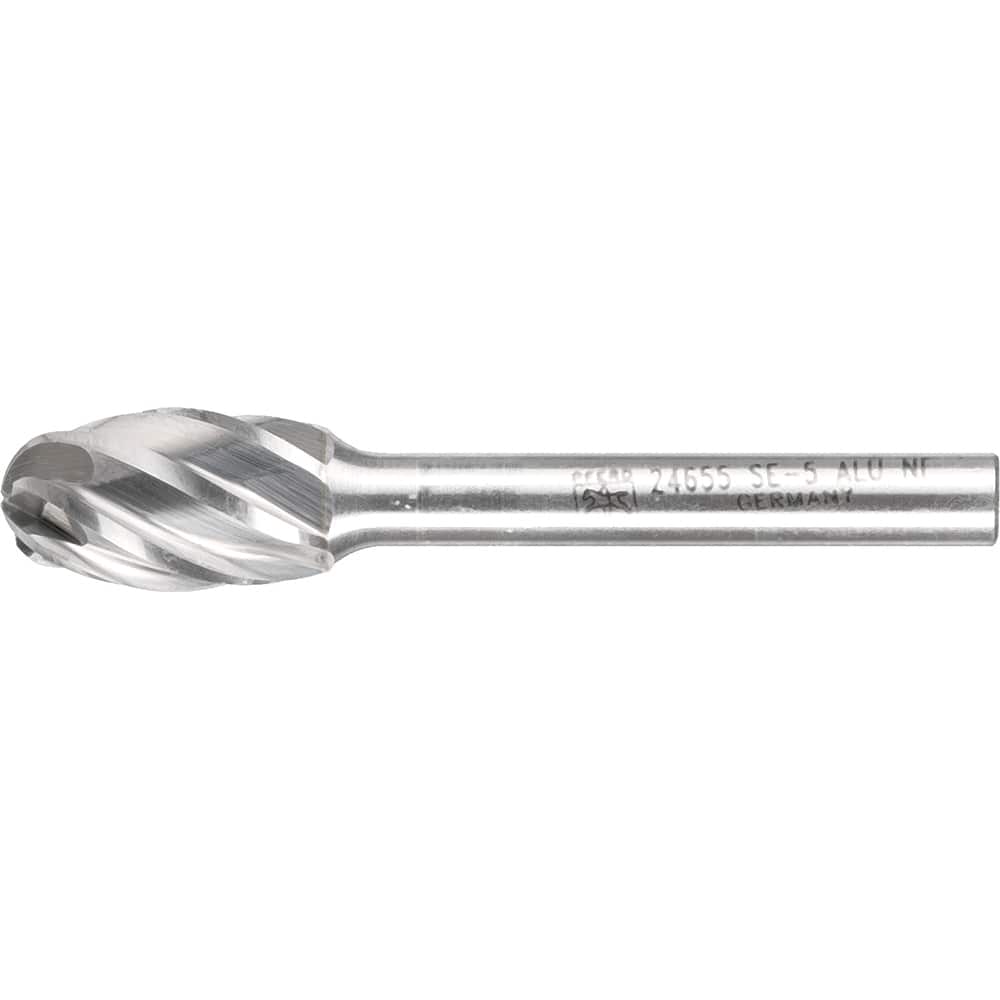 PFERD - SE-5, 1/2" Cut Diam, 1/4" Shank Diam, Carbide Aluma Cut Oval Burr - Exact Tooling
