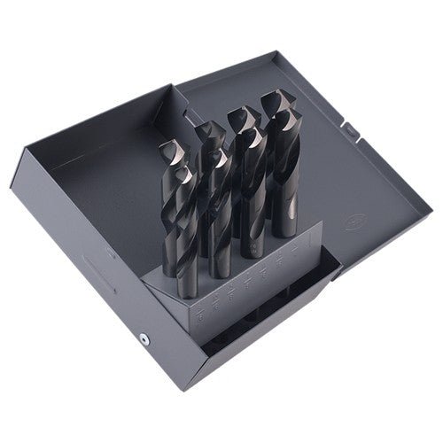 ‎9/16-1 RHS / RHC HSS 118 Degree Radial Point Silver and Deming Reduced Shank Drill Set - Steam Oxide - Exact Tooling
