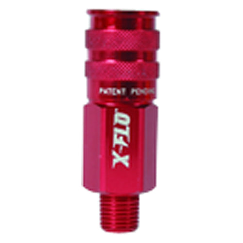 Model 73426DX - Industrial Type D–1/4 Male NPT - Red Anodized - ColorConnex X-Flo Coupler