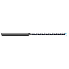 1.778 mm Dia. × 3 mm Shank × 24 mm Flute Length × 63 mm OAL, 12xD, 140°, AlTiN, 2xD Flute, Coolant Thru, Round Solid Carbide Drill - Exact Tooling