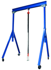 Gantry Crane - Solid steel construction - Large 8" Dia. locking phenolic casters - Adj. Height in 6" increments - 4000 lbs Load Capacity - Exact Tooling