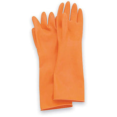 10-Premium Cleanroom Chemical Handlers Natural Rubber Latex Gloves 20 Mil 15″ Length Embossed Palm Orange Cleanroom Packaged 1 Pair Per Poly Bag 10 Pair Per Master Poly Bag 10 Master Poly Bags Per Case - Exact Tooling