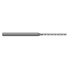 1.397 mm Dia. × 3 mm Shank × 19 mm Flute Length × 63 mm OAL, 12xD, 130°, TiB2, 3xD Flute, Round Solid Carbide Drill - Exact Tooling