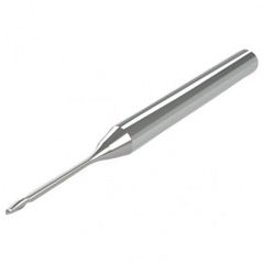 2mm - 3mm Shank - 2.5mm LOC - 38mm OAL 2 FL Ball Nose Carbide End Mill with 2.5mm Reach - Uncoated - Exact Tooling