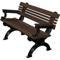 Bench Cambridge With Arms 48 Bk Frame Brown Seat - Exact Tooling