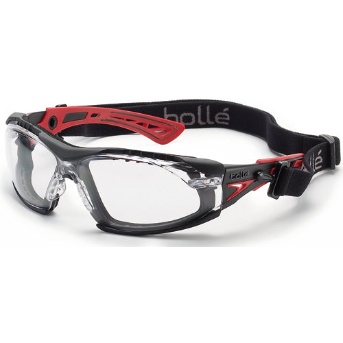 RUSH+ w/Strap & Foam - Clear Lens - Black & Red - Exact Tooling