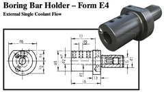 VDI Boring Bar Holder - Form E4 (External Single Coolant Flow) - Part #: CNC86 54.4032 - Exact Tooling