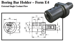 VDI Boring Bar Holder - Form E4 (External Single Coolant Flow) - Part #: CNC86 54.3008 - Exact Tooling