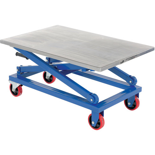Mech Scissors Cart - Hand Crank 26 × 40 1000 lbs Cap - Exact Tooling
