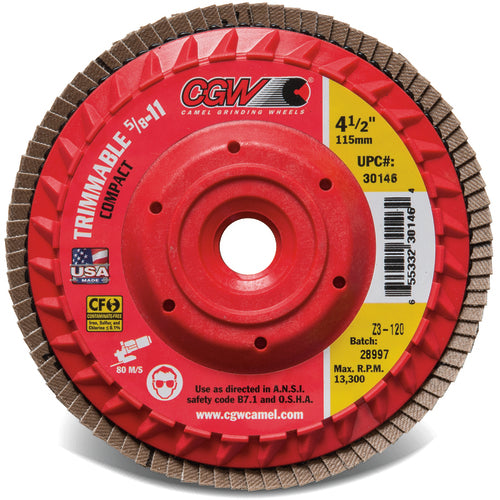 5″ × 5/8″-11 - 120 Grit - Z3 XL Compact Trimmable Flap Disc with Hub - Exact Tooling