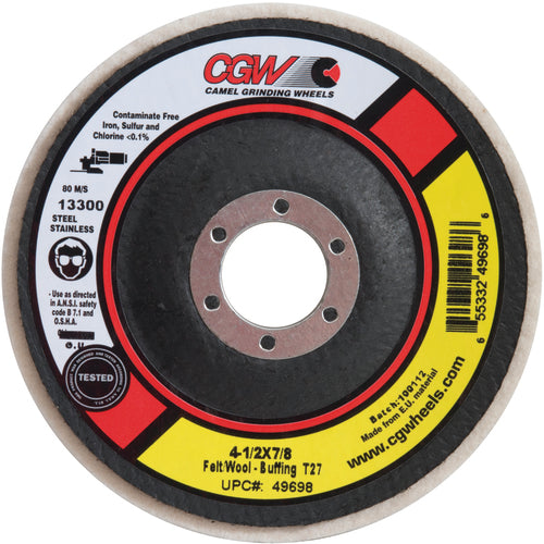 4 1/2″ × 7/8″ Type 27 Felt / Cotton Buffing Flap Disc - Exact Tooling