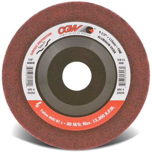 4 1/2″ × 7/8″ - Aluminum Oxide Surface Grinding Wheel - Type 27 - Maroon - Exact Tooling