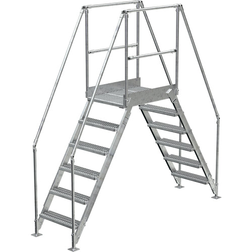 Galvanized Cross-Over Ladder 104 × 102.5″ 6-Step - Exact Tooling