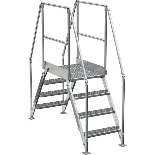 Aluminum Cross Over Ladder 26″ Wide 4 Step - Exact Tooling