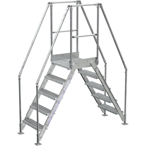 Aluminum Cross Over Ladder 14″ Wide 5 Step - Exact Tooling