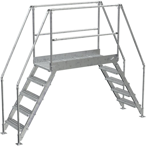 Aluminum Cross Over Ladder 50″ Wide 5 Step - Exact Tooling