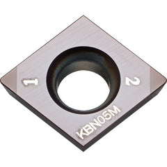 CPGB 322 MES KBN05M, 1/32″ Corner Radius, 1/8″ Thick, 3/8″ Inscribed Circle, MEGACOAT, Diamond, Turning Indexable Insert - Exact Tooling