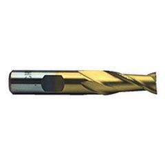 1 Dia. x 4-1/8 Overall Length 2-Flute Square End High Speed Steel SE End Mill-Round Shank-Center Cut-TiN - Exact Tooling