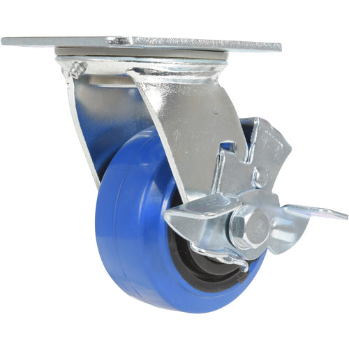 4 × 2 Elastic Rubber (Blue) Swivel W/ Brake - Exact Tooling