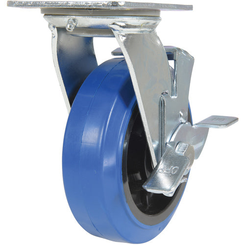 6 × 2 Elastic Rubber (Blue) Swivel W/ Brake - Exact Tooling