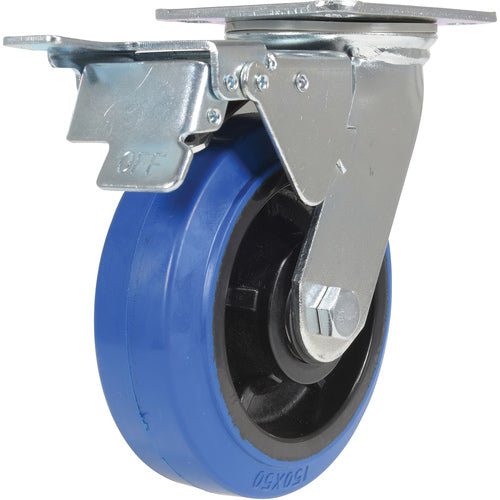 6 × 2 Elastic Rubber (Blue) Swivel W/ Total Brake - Exact Tooling