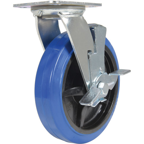 8 × 2 Elastic Rubber (Blue) Swivel W/ Brake - Exact Tooling