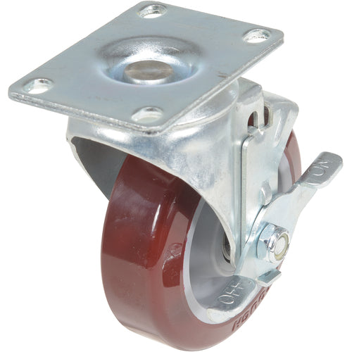 4 × 1 Poly On Poly Swivel W/Brake Stem Caster - Exact Tooling