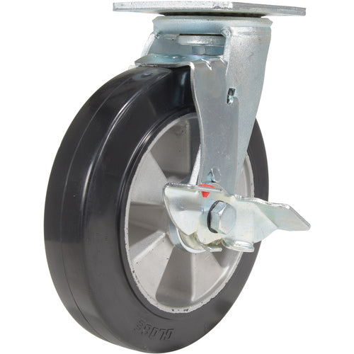 8 × 2 Mold On Rubber Swivel Caster W/Brake - Exact Tooling