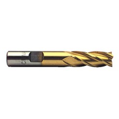 7/16 Dia. x 2-11/16 Overall Length 4-Flute Square End High Speed Steel SE End Mill-Round Shank--TiN - Exact Tooling