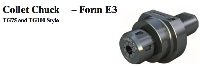 VDI Collet Chuck - Form E3 (TG75 Style) - Part #: CNC86 53.40100TG - Exact Tooling