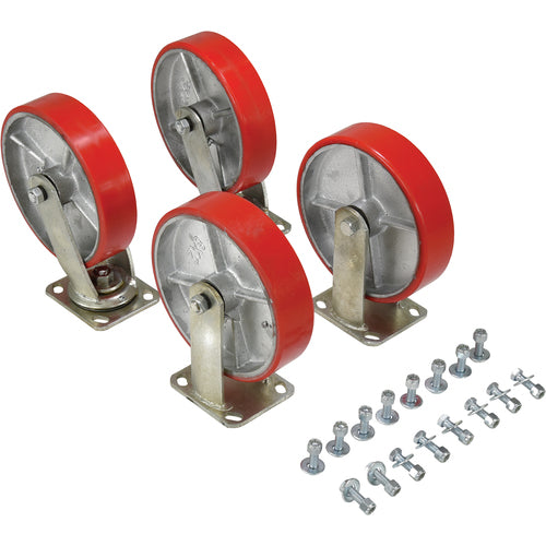 8″ × 2″ Poly-On-Steel Caster Kit 5000# Cap - Exact Tooling