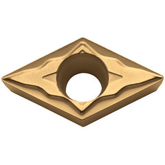 DCMT 3251 XQ PV710, 1/64″ Corner Radius, 5/32″ Thick, 3/8″ Inscribed Circle, TiCN (MEGACOAT NANO), Diamond, Turning Indexable Insert - Exact Tooling