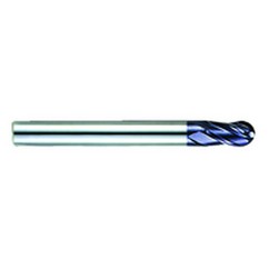 1/4" Dia. - 3-1/8" OAL - AlTiN CBD-Ball Nose HP End Mill-4 FL - Exact Tooling