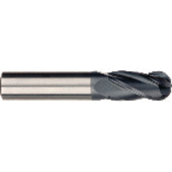 3/8 x 3/8 x 1 x 2-1/2 OAL 4 Flute Ball Nose Carbide End Mill - Round Shank-AlCrN Coated - Exact Tooling