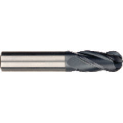 3/8 x 3/8 x 1 x 2-1/2 OAL 4 Flute Ball Nose Carbide End Mill - Round Shank-AlCrN Coated - Exact Tooling