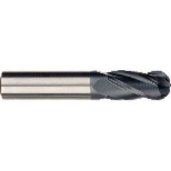 3/16 x 3/16 x 5/8 x 2 OAL 4 Flute Ball Nose Carbide End Mill - Round Shank-AlCrN Coated - Exact Tooling