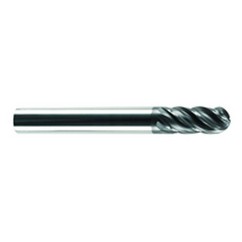 1/4" Dia. - 3/4" LOC - 2-1/2" OAL - Ball Nose 5 FL Carbide S/E HP End Mill-AlCrN-X - Exact Tooling