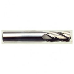 25mm Dia. x 100mm Overall Length 4-Flute Square End Solid Carbide SE End Mill-Round Shank-Center Cut-TiN - Exact Tooling